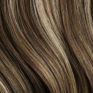 LUXY SEAMLESS CLIP IN HAIR EXTENSIONS 12" ASH BROWN HIGHLIGHT 150g